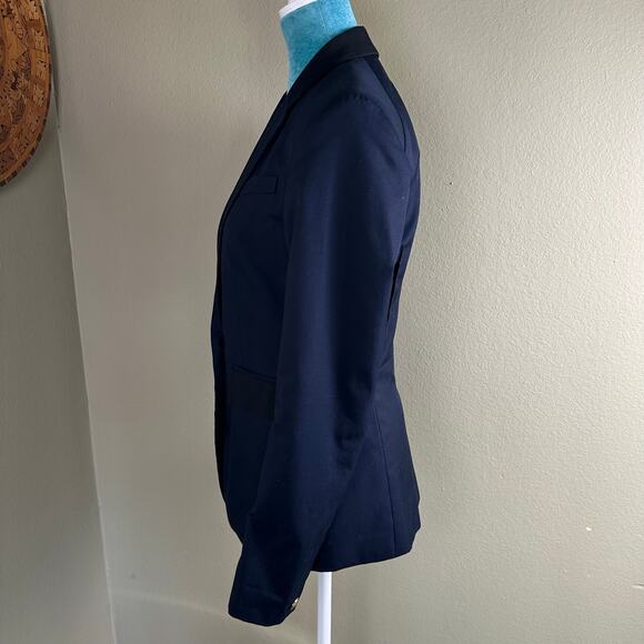 Rag & Bone Women 4 Blazer Blue with Black accents fitted brass buttons - Picture 4 of 10